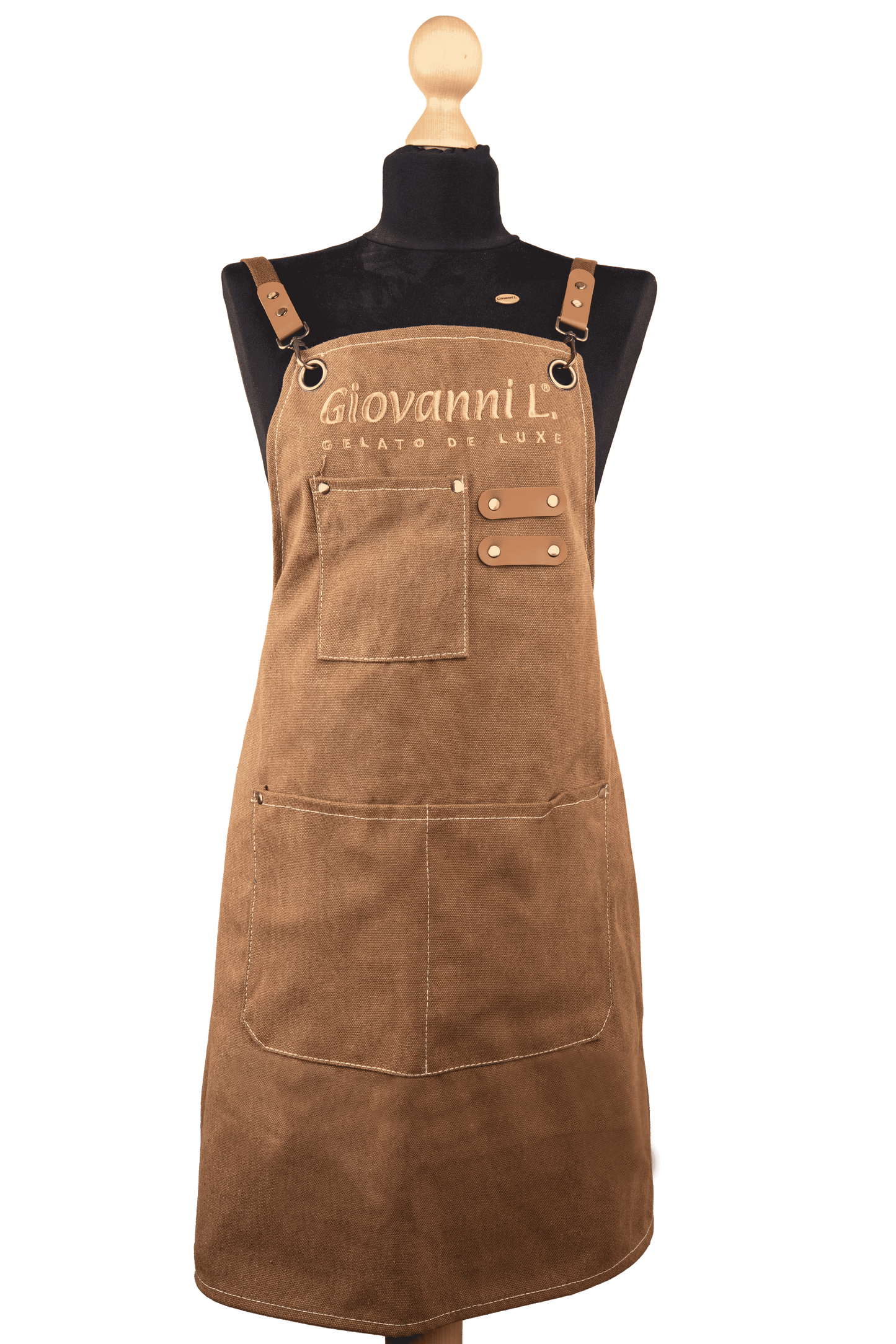 GL Latzschürze Braun mit Logo