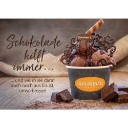 Postkarte - Schoko hilft immer Becher