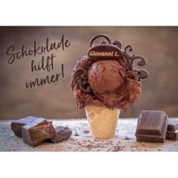 Postkarte - Schoko hilft immer Waffel